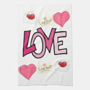 valentines love kitchen hand towel