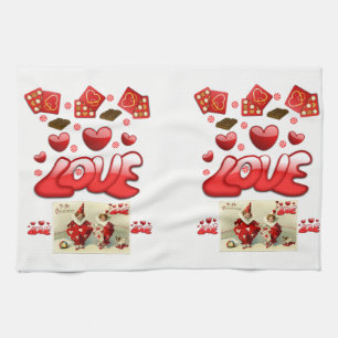 valentines love kitchen hand towel