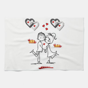 valentines love kitchen hand towel