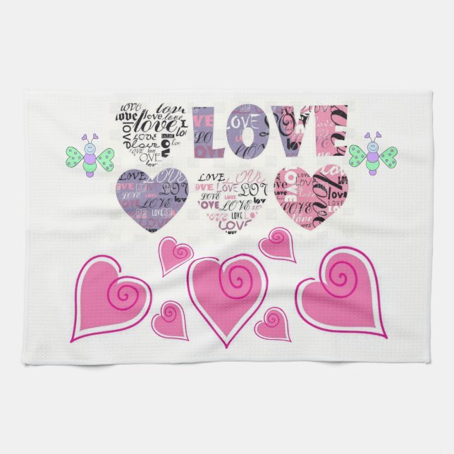 valentines love kitchen hand towel (Horizontal)