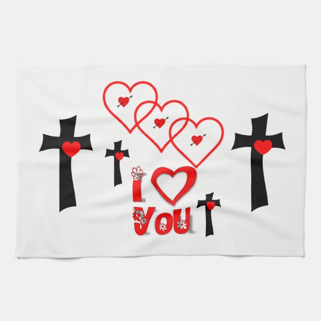 valentines love kitchen hand towel (Horizontal)