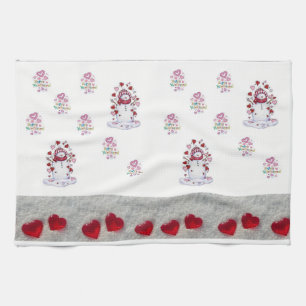 valentines love kitchen hand towel Snowman