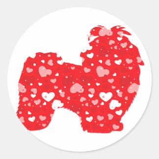 Valentines Matching | Couple Love Hearts Shih Tzu Classic Round Sticker