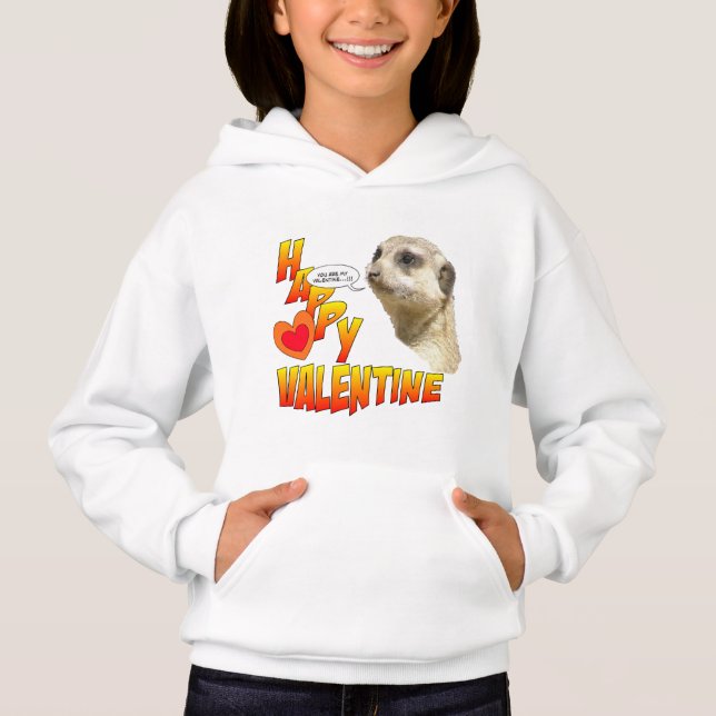 Valentines Meerkat Girls Pullover Hoodie (Front)