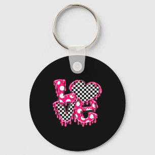 Valentines Melting Love With Cute Checkered Heart Key Ring