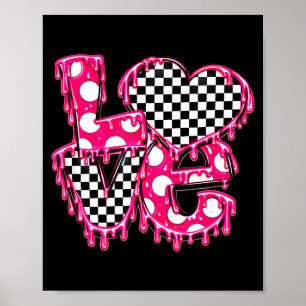 Valentines Melting Love With Cute Checkered Heart  Poster