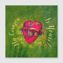 Valentines Mexican Vintage Red Heart W/ Green Card