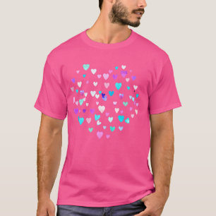 Valentines Multicolored Love Hearts Gum Pink T-Shirt