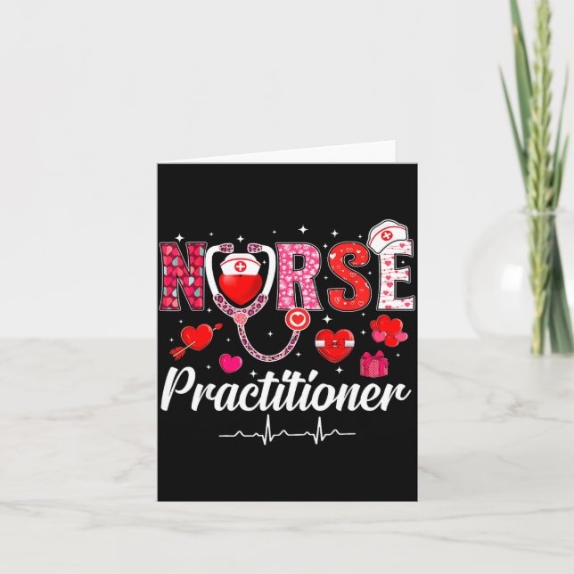 Valentines Nurse Practitioner Scrubs Nurse Life St Card (Front)