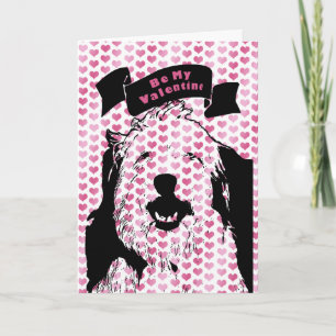 Valentines - Olde English Sheepdog Silhouette Holiday Card