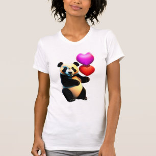 Valentine's Panda & Heart Balloon, Valentine's Day T-Shirt
