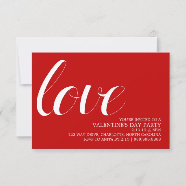 Valentine's Party Invite | Mod Pen Love (Front)
