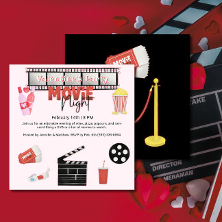 Valentine's Party Movie Night Square Invitation