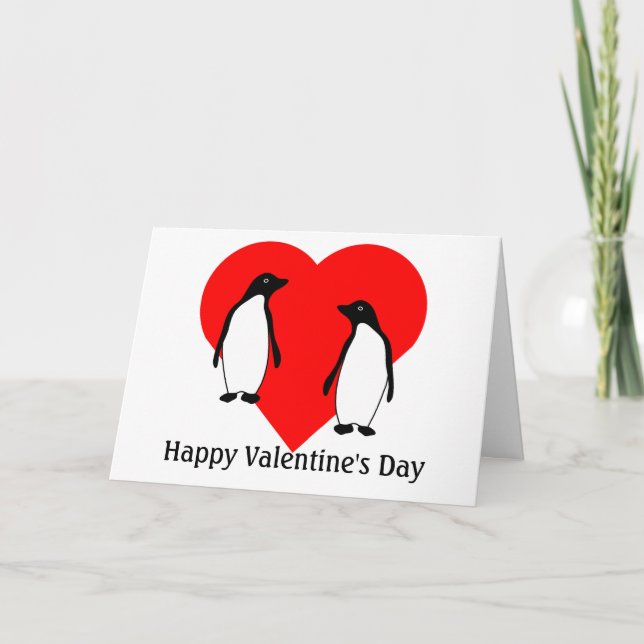 Valentines Penguin Love Couple Greeting Card (Front)