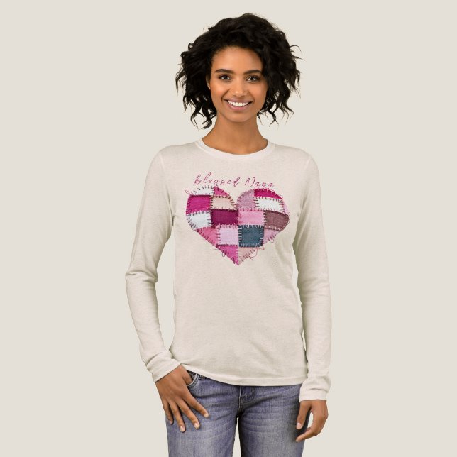 Valentine's Personalized Patchwork  Heart  Tri-Blend Shirt (Full Front)