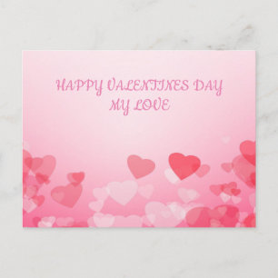 Valentine's pink and red hearts postcard