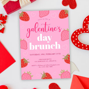 Valentine's Pink Girly Galentine's Day Brunch Invitation