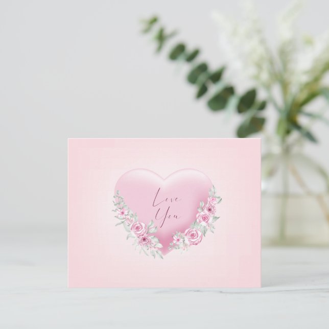 Valentines Pink Heart Card (Standing Front)