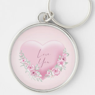 Valentines Pink Heart Key Ring