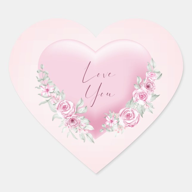 Valentines Pink Heart Sticker (Front)