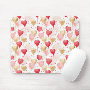 Valentine's Pink Red and Gold Heart Balloons  Mouse Pad