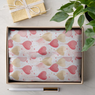 Valentine's Pink Red and Gold Heart Balloons Tissue Paper