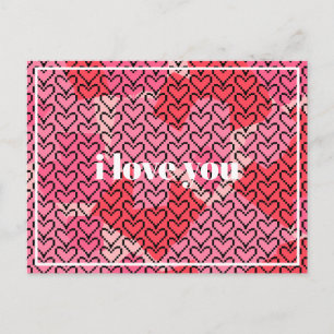 Valentines Pixels Heart Postcard