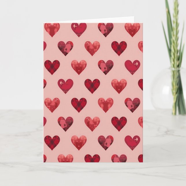 Valentines Plaid Hearts Card (Front)