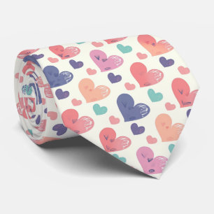 Valentine's Playful Multicolored Watercolor Hearts Tie