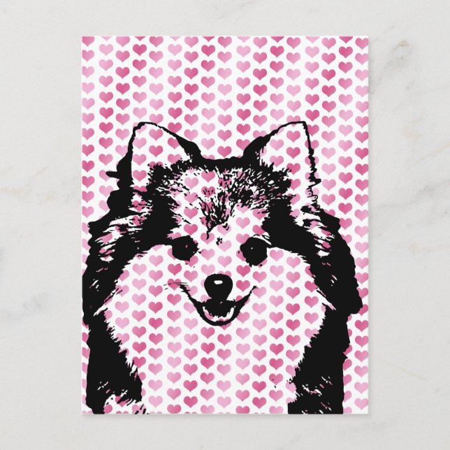 Valentines - Pomeranian Silhouette Holiday Postcard (Front)