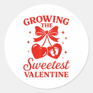 Valentines Pregnancy Announcement Growing Sweetest Classic Round Sticker