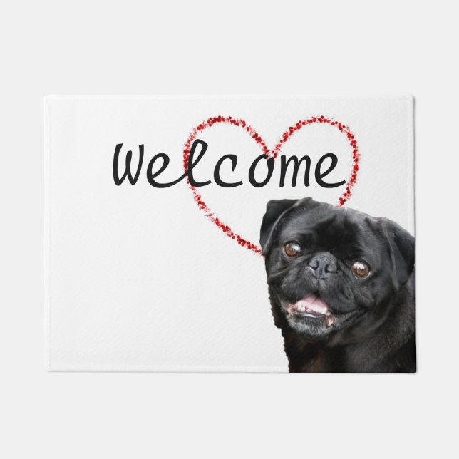 Valentine's pug dog doormat (Front)