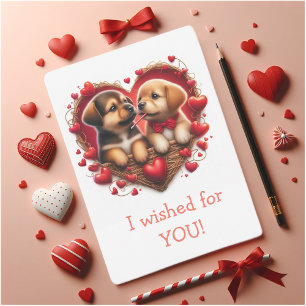Valentines puppy love and magic holiday card
