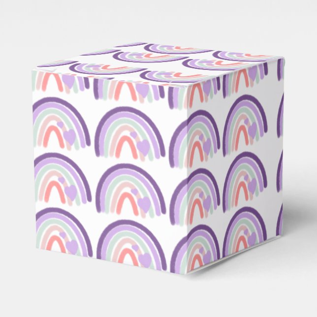Valentines Purple Hand Drawn Rainbow Pattern     Favour Box (Front Side)
