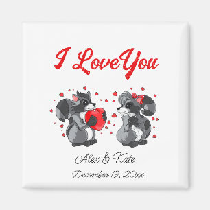 Valentines Racoon Greeting Card Magnet