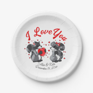  Valentines Racoon  Paper Plate