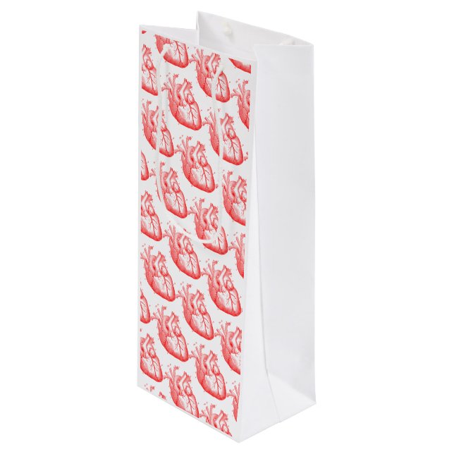 Valentine's Red Anatomical Hearts Wine Gift Bag (Front Angled)