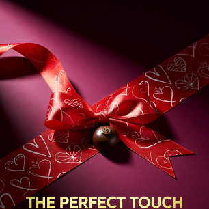 Valentines red and pink heart pattern  satin ribbon