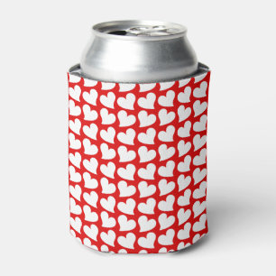 VALENTINES RED AND WHITE HEARTS VALENTINE  CAN COOLER