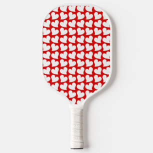 VALENTINES RED AND WHITE HEARTS VALENTINE PICKLEBALL PADDLE