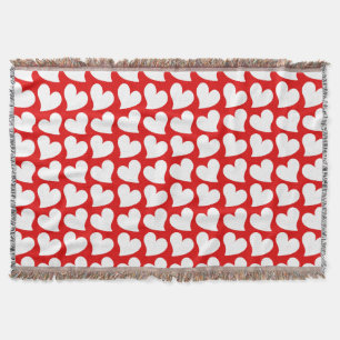 VALENTINES RED AND WHITE HEARTS VALENTINE THROW BLANKET