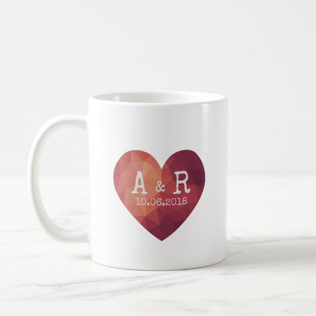 Valentines red heart couple initials coffee mug (Left)
