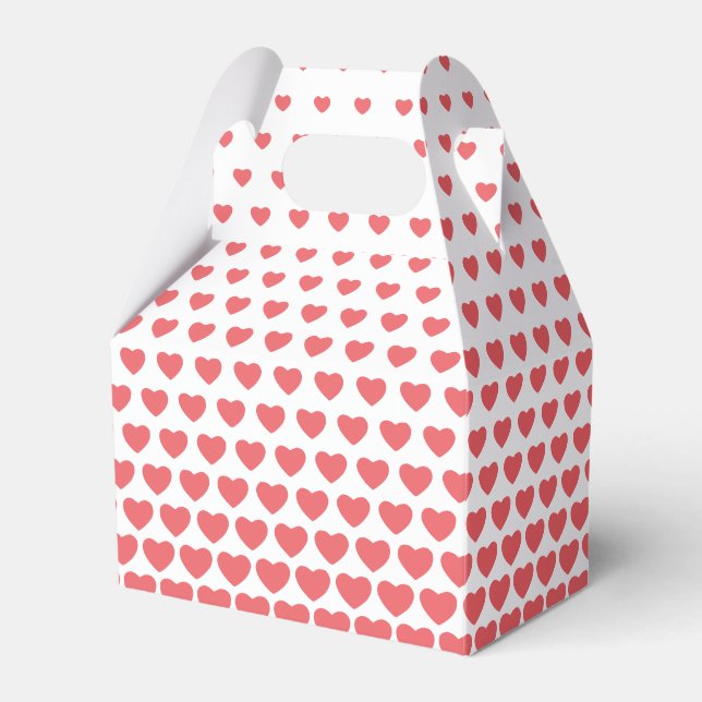 Valentines Red Heart Shape Pattern Favour Box (Front Side)