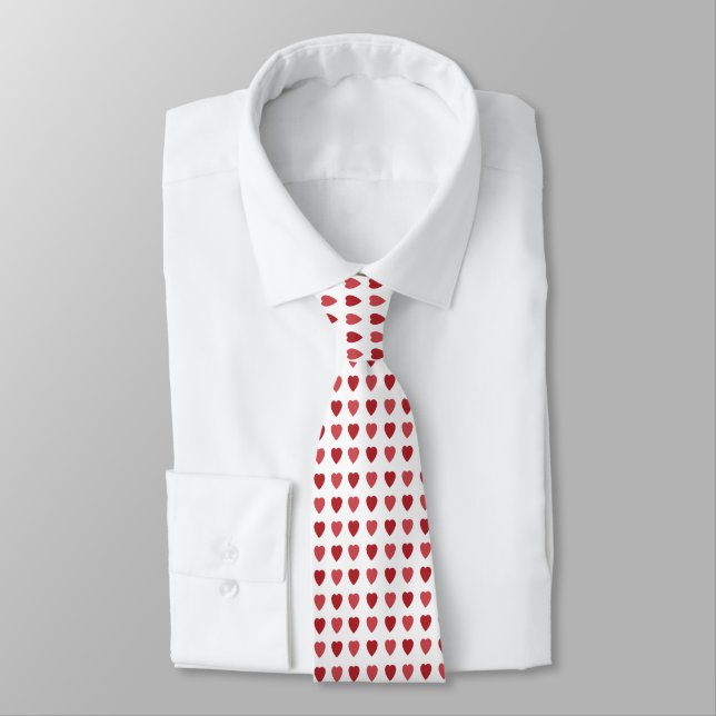 Valentines Red Hearts Valentines Party Tie (Tied)