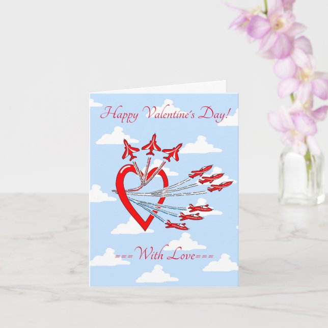 Valentine's Red Jet Planes Blue Sky Card (Orchid)