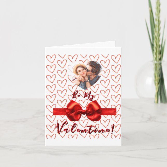 Valentines Red Nk Izable Photo  Card (Front)