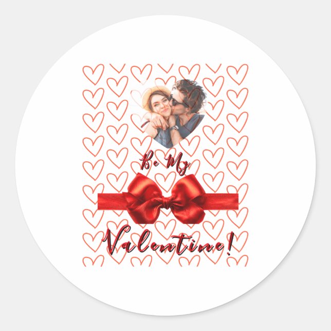 Valentines Red Nk Izable Photo  Classic Round Sticker (Front)