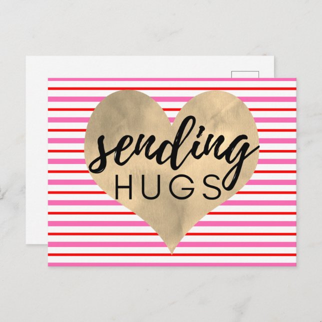 Valentines Red Pink Gold Heart Postcard (Front/Back)