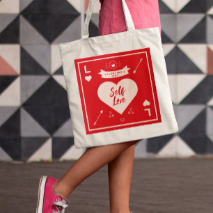 Valentine's Red Pink Heart and Self Love Tote Bag