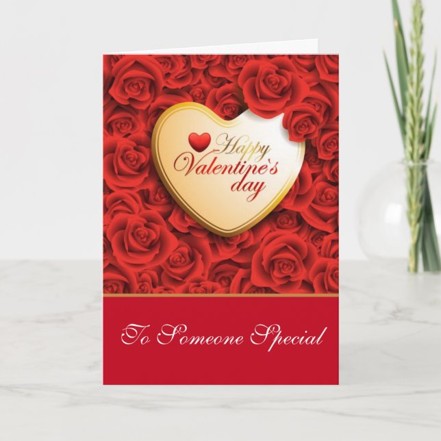 Valentines Red Roses Card-For Someone Special Holiday Card (Front)